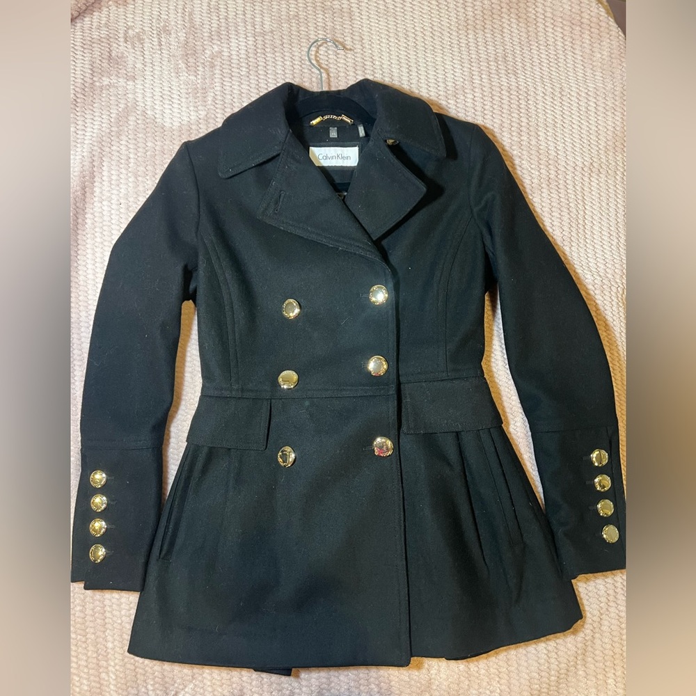 Calvin Klein double breasted wool-blended peacoat